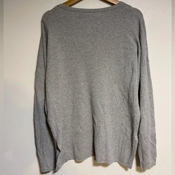 ELLE Ribbed V-Neck Sweater – Grey – XL - Picture 6 of 10